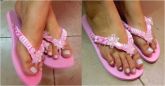 Chinelo Havaianas bordado com miçangas.